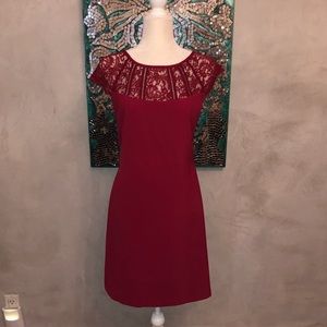 White House Black Market Red Lace Top Dress